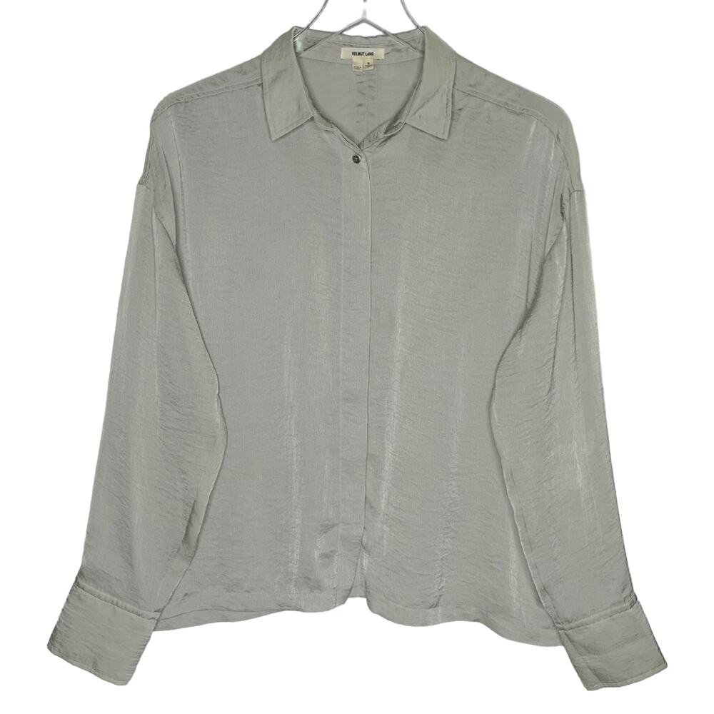 Helmut Lang S Gray Split Back Button Front Long S… - image 1